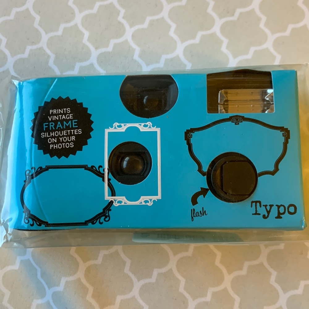 Vintage blue Typo Film camera with 24 exposures